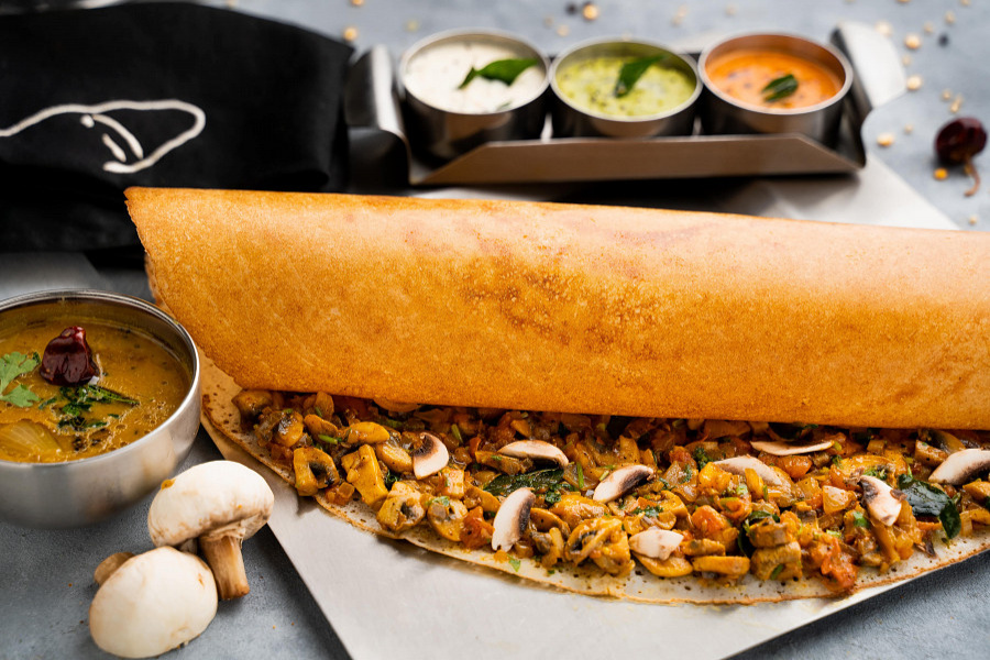 Mushroom Masala Dosa