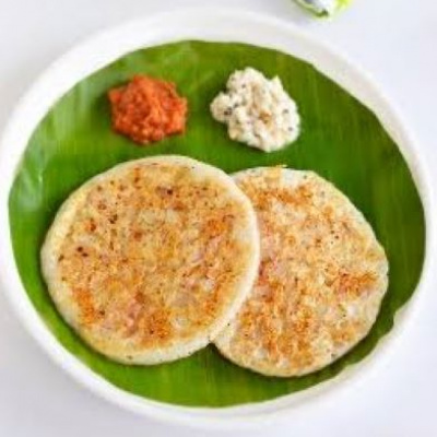 Plain Uttapam 2 Pcs With 2 Chutneys & Sambar