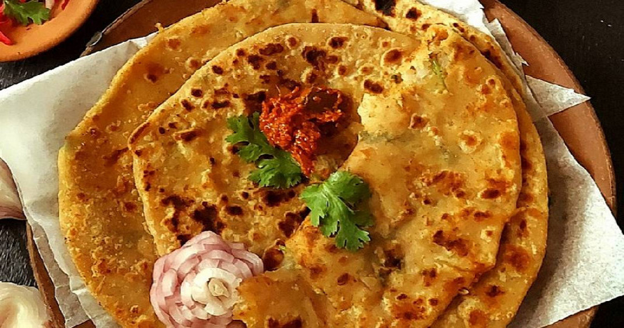 Desi Ghee Aloo Paratha With Butter Achar